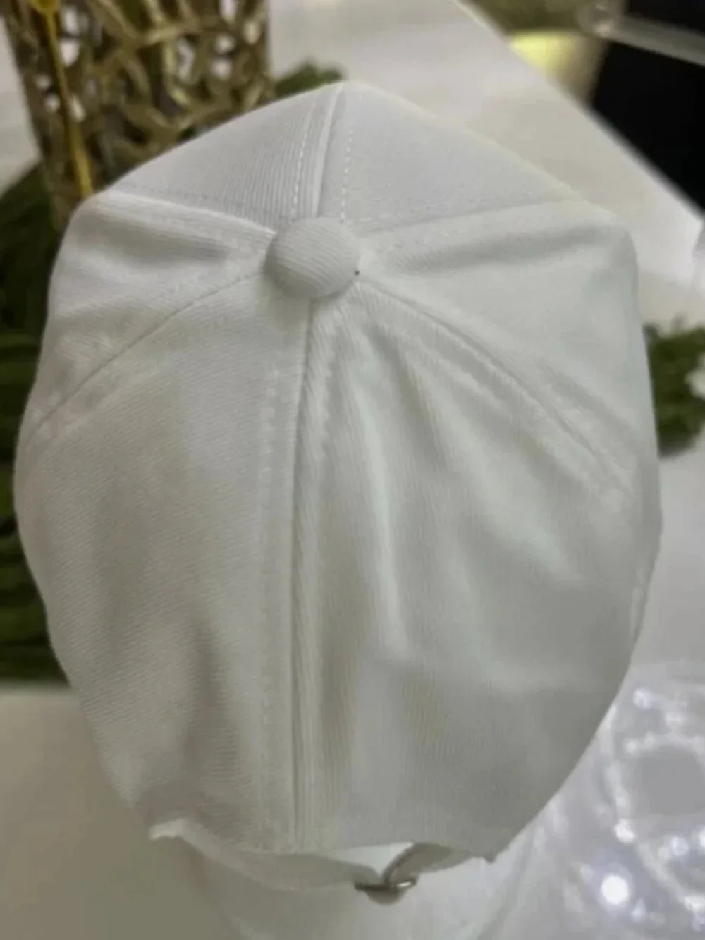 White Rhinestone Letter Logo Baseball Cap Gold Crystal Bling Adjustable Hat